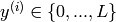y^{(i)} \in \{0, ..., L\}