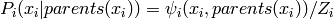 P_i(x_i | parents(x_i)) = \psi_i(x_i, parents(x_i))/Z_i