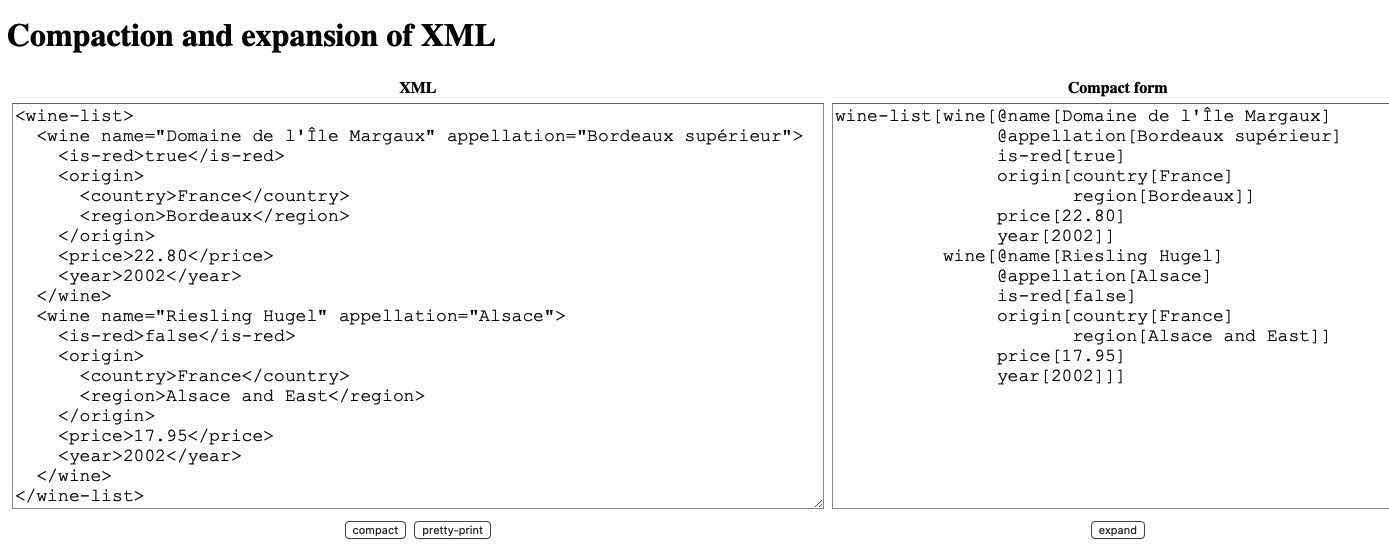 Display of the webpage for exercising JavaScript compaction and expansion.