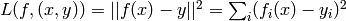 L(f,(x,y))=||f(x)-y||^2 = \sum_i (f_i(x) - y_i)^2