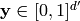 \mathbf{y} \in [0,1]^{d'}