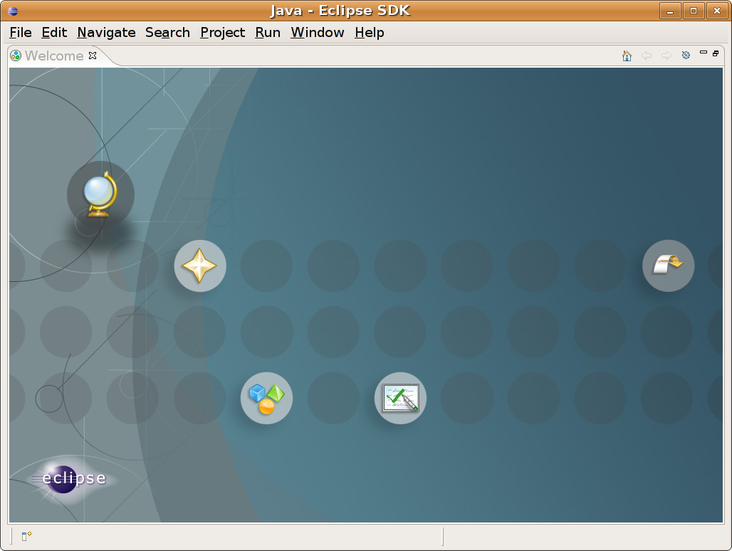 Welcome screen of Eclipse.