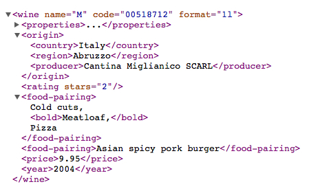 Web browser, summary and grid editor views of an XML file