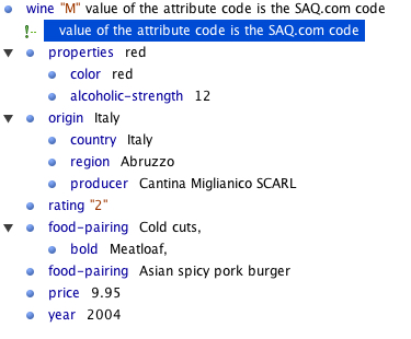 Web browser, summary and grid editor views of an XML file