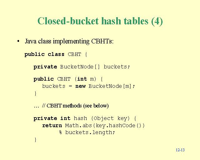 Closedbucket hash tables (4)
